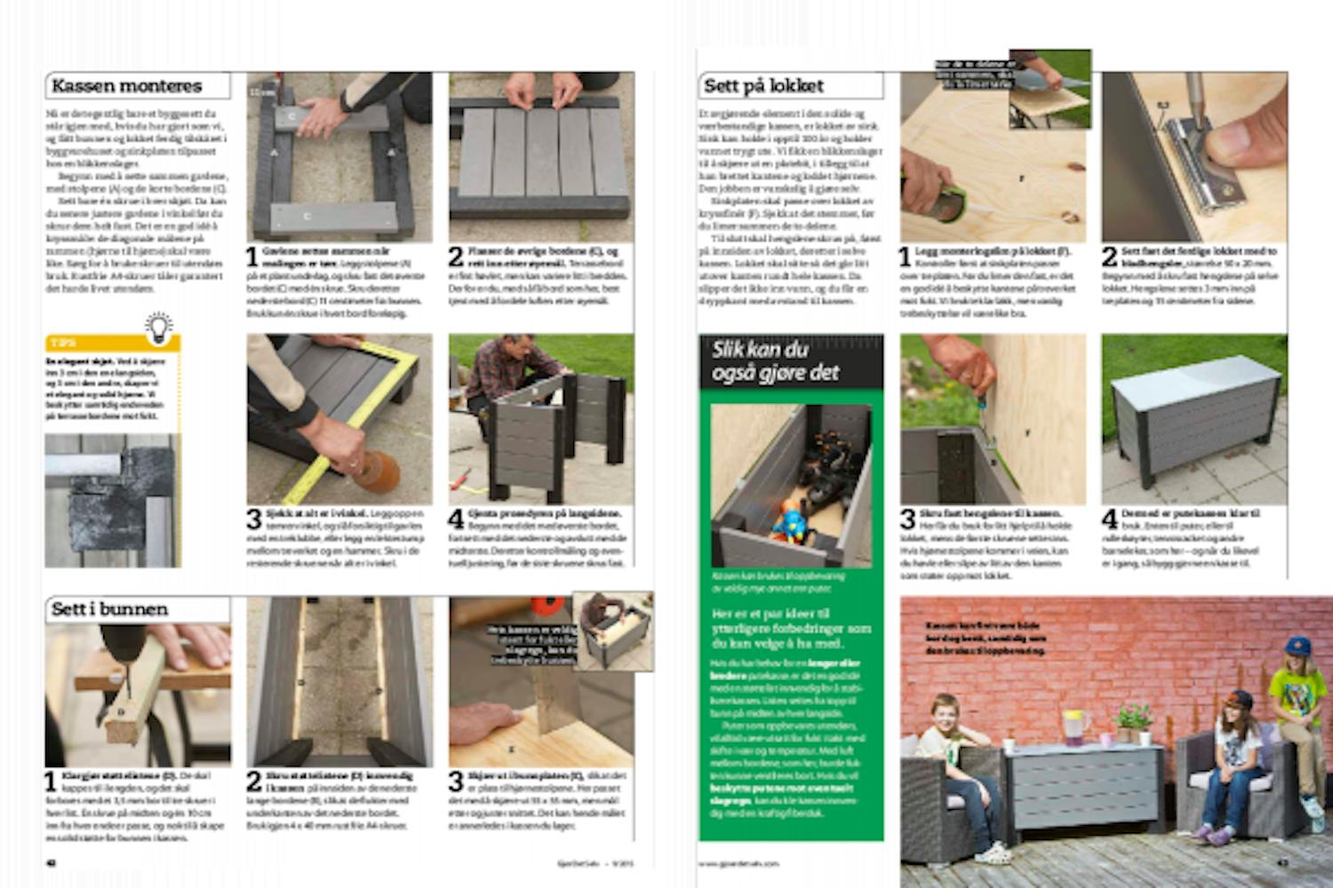 Hjemmelaget putekasse Bygge putekasse benk